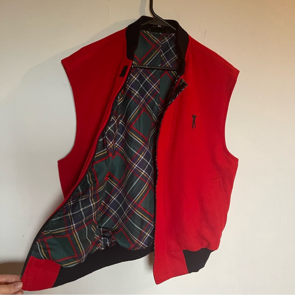 Vintage Biesot Leiden red plaid wool golf vest (MM)